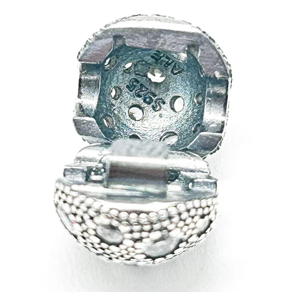 NWOT Pandora moments compatible white zirconia clasp charm, Sterling silver - Picture 4 of 9